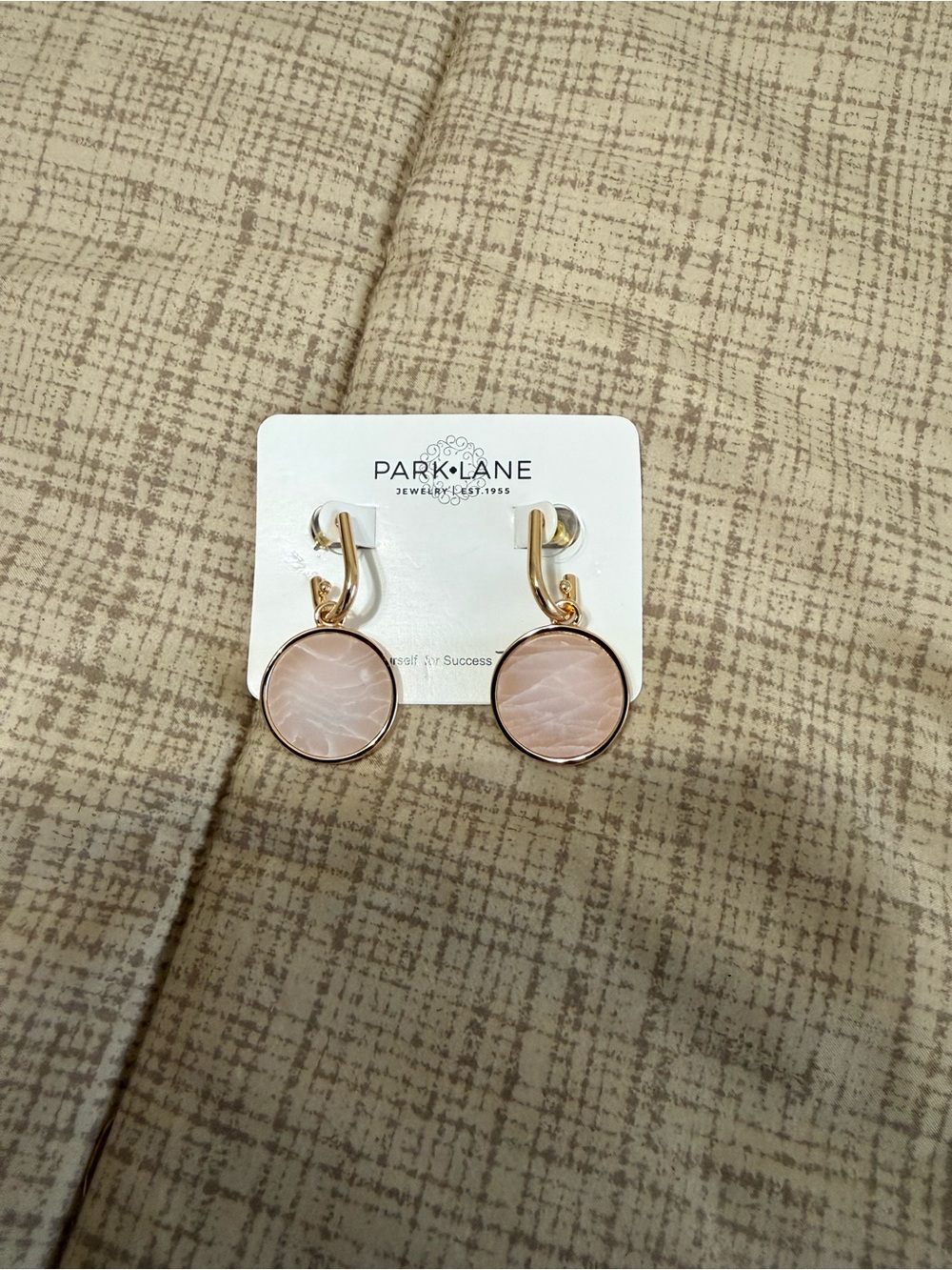 Park Lane Soft Pink Round Drop Earrings in Gold